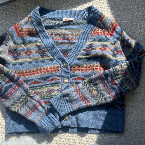 Faherty Sweaters - Faherty Blue Multicolor Patterned Cardigan
